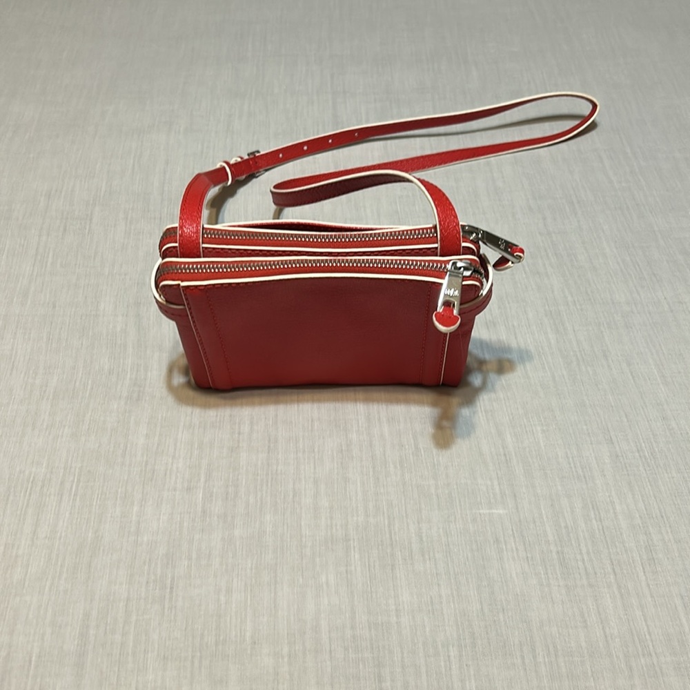 Lauren Ralph Lauren Gladstone Double Zip Crossbody Poppy Ore Sq - Picture 5 of 7